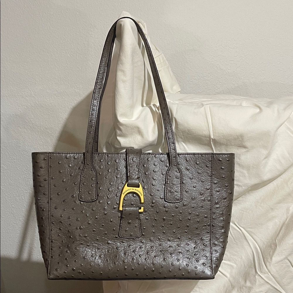 Elegant Dooney & Bourke Dark Gray Ostrich Tote Bag